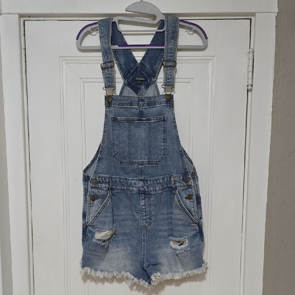 Wild Fable Blue Distressed Denim Overalls